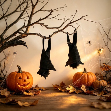 Hanging Black Fabric Bat – 12.6-Inch Halloween Decoration