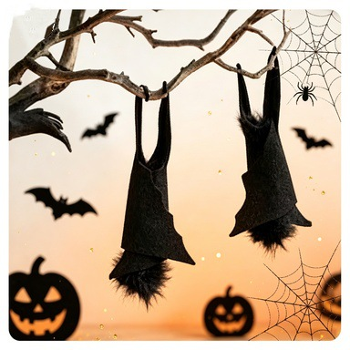 Hanging Black Fabric Bat – 12.6-Inch Halloween Decoration