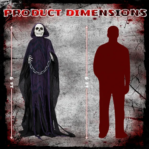 6-foot life-size Grim Reaper Halloween decoration dimensions