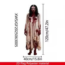 Bloody zombie woman Halloween door banner dimensions 40 by 120 cm