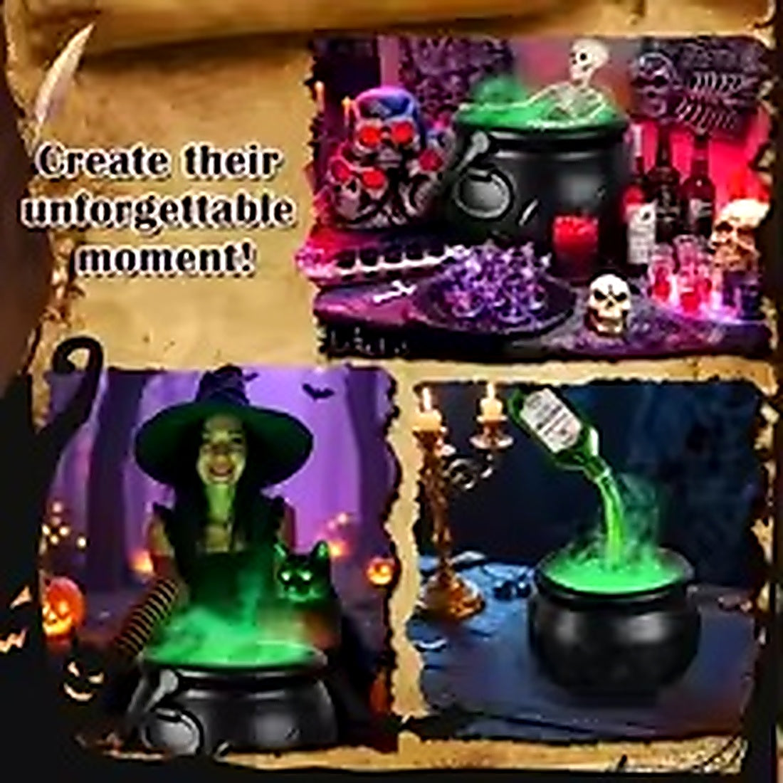 Haunted witch cauldron Halloween decoration display ideas