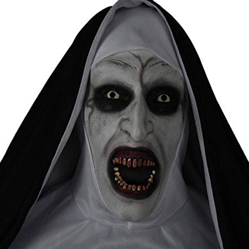 Dark glowing horror nun mask for Halloween