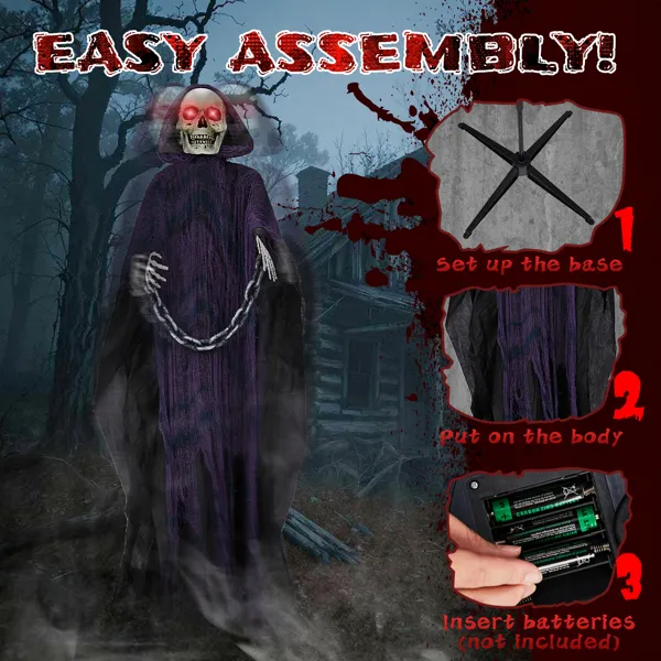 Easy assembly steps for the 6FT animatronic Grim Reaper