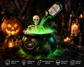 Haunted Witch Cauldron with skeleton, green LED mist and floating potion bottle Halloween decoration