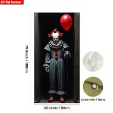 Halloween red balloon clown door banner dimensions 70.8 by 35.4 inches
